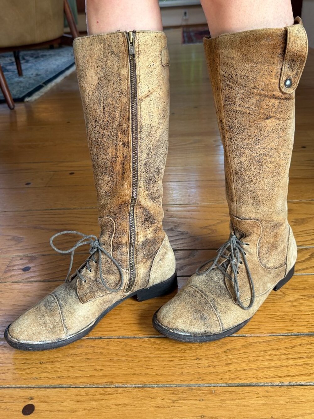 BORN Crown W82092 Gilmore Factory Distressed Tall Leather Riding Boots
